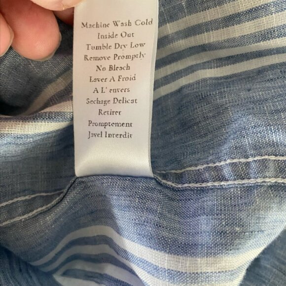 Frank & Eileen Size XS Small Hunter Linen Mini Shirt Dress Striped Blue White - Picture 5 of 5